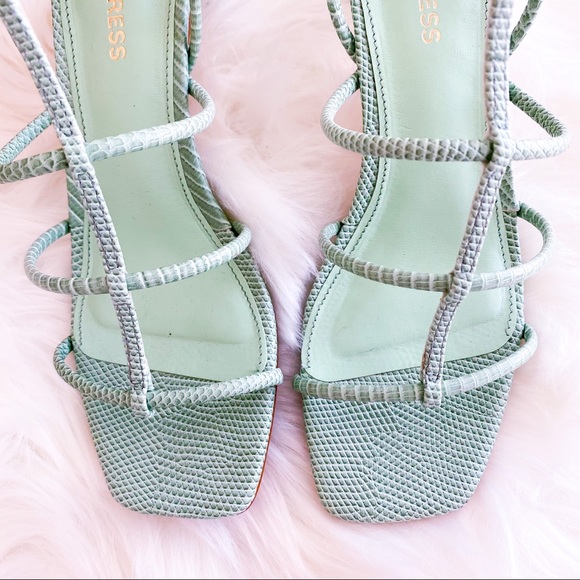 EXPRESS Mint Green Square Toe Heeled Sandals - Picture 4 of 10